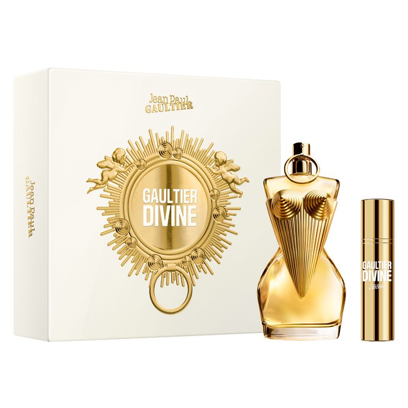 Kit--Perfume-Jean-Paul-Gaultier-Divine-Feminino-Eau-de-Parfum-100-ml---Miniatura-10-ml-Vitrine