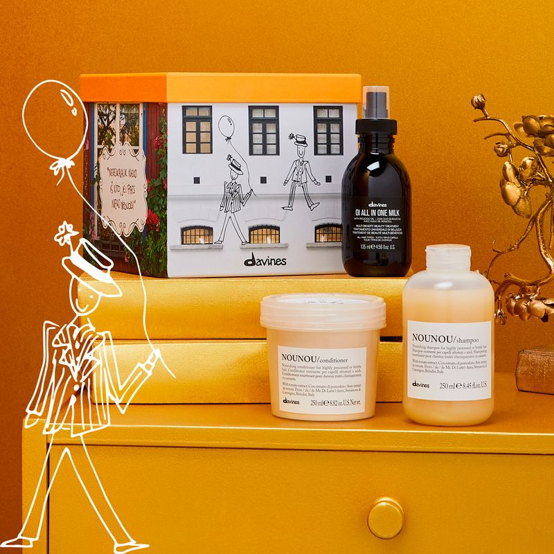 Kit-Davines-Essential-Haircare-Nounou---Shampoo-250-ml---Condicionador-250-ml---Leave-in-135-ml-Ambientada