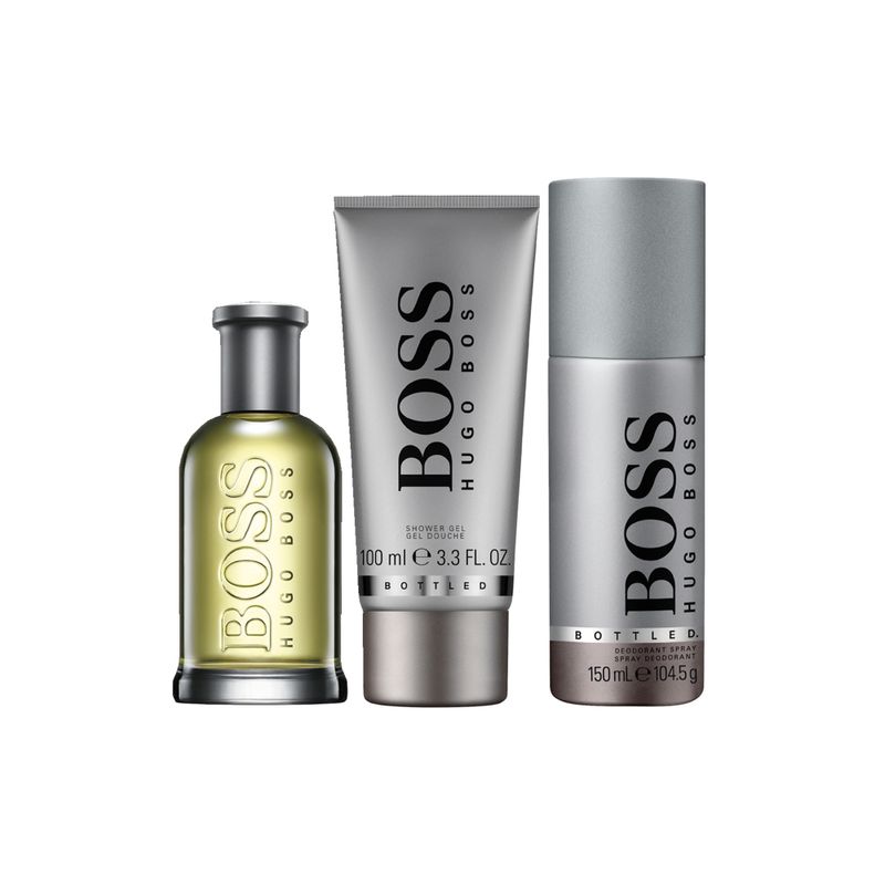 Kit-Hugo-Boss-Bottled-Masculino-Eau-de-Toilette-100-ml---Gel-de-Banho-100-ml---Desodorante-150-ml