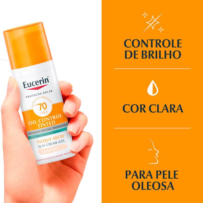 Protetor-Solar-Facial-Antioleosidade-Eucerin-Sun-Oil-Control-Tinted-Claro-FPS-70-50-ml