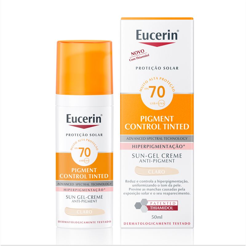 Protetor-Solar-Facial-Matte-Eucerin-Pigment-Control-Tinted-FPS-70-Clara-50-ml