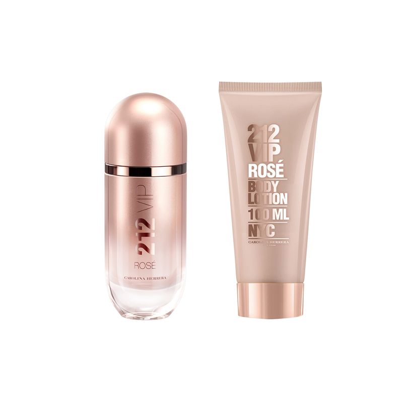 Kit-Perfume-Carolina-Herrera-212-Vip-Rose-Feminino-Eau-de-Parfum-80-ml---Locao-Corporal-100-ml