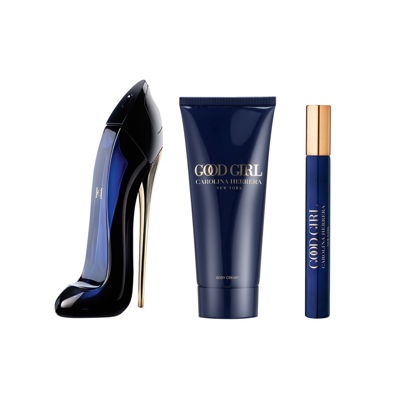 Kit-Perfume-Carolina-Herrera-Good-Girl-Feminino-Eau-de-Parfum-80-ml---Locao-Corporal-100-ml---Miniatura-10-ml