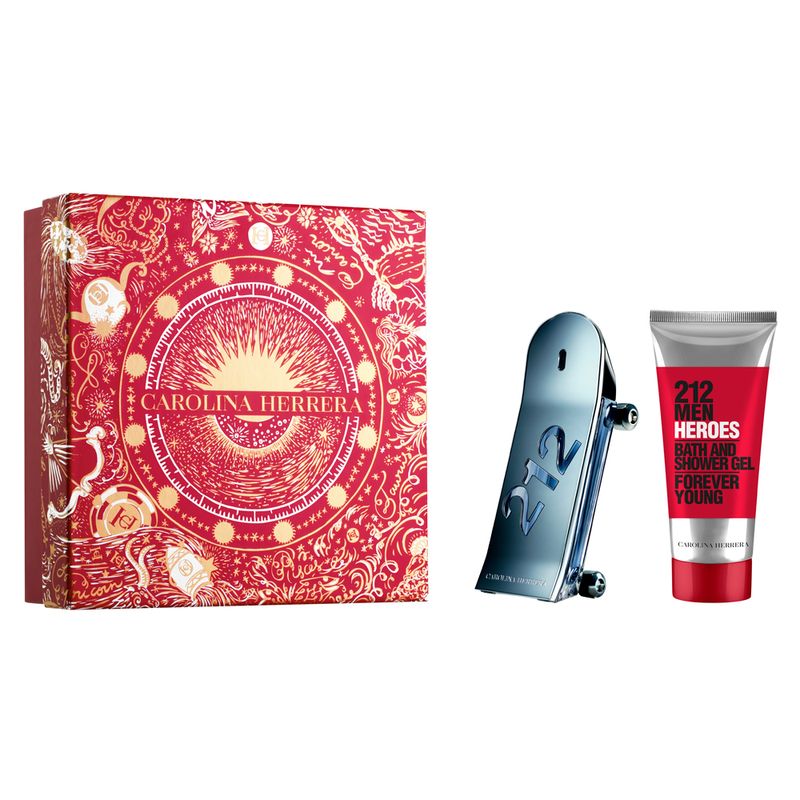Kit-Perfume-Carolina-Herrera-212-Heroes-Men-Masculino-Eau-de-Toilette-90-ml---Gel-de-Banho-100-ml