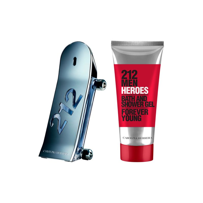 Kit-Perfume-Carolina-Herrera-212-Heroes-Men-Masculino-Eau-de-Toilette-90-ml---Gel-de-Banho-100-ml