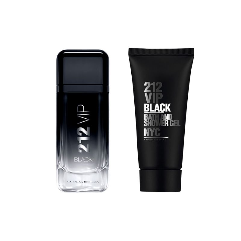 Kit-Perfume-Carolina-Herrera-212-Vip-Black-Masculino-Eau-de-Parfum-100-ml---Gel-de-Banho-100-ml