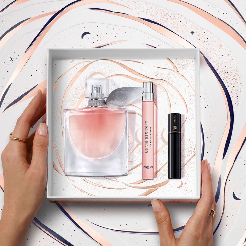Kit-Perfume-Lancome-La-Vie-Est-Belle-Feminino-Eau-de-Parfum-50-ml---Miniatura-10-ml---Mascara-de-Cilios-2-ml