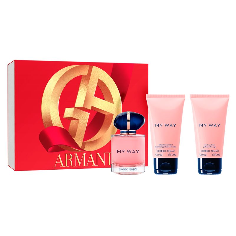 Kit-Perfume-Giorgio-Armani-My-Way-Feminino-Eau-de-Parfum-50-ml---Locao-Corporal-50-ml---Gel-de-Banho-50-ml