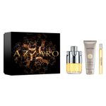 Kit-Perfume-Azzaro-Wanted-Masculino-Eau-de-Toilette-100-ml---Miniatura-10-ml---Gel-de-Banho-75-ml