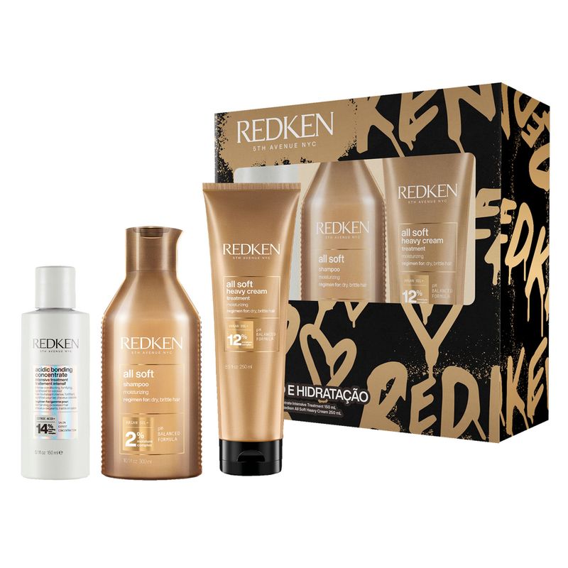 Kit-Redken-All-Soft---Shampoo-300ml---Mascara-250-ml---Pre-Shampoo-Abc-150-ml