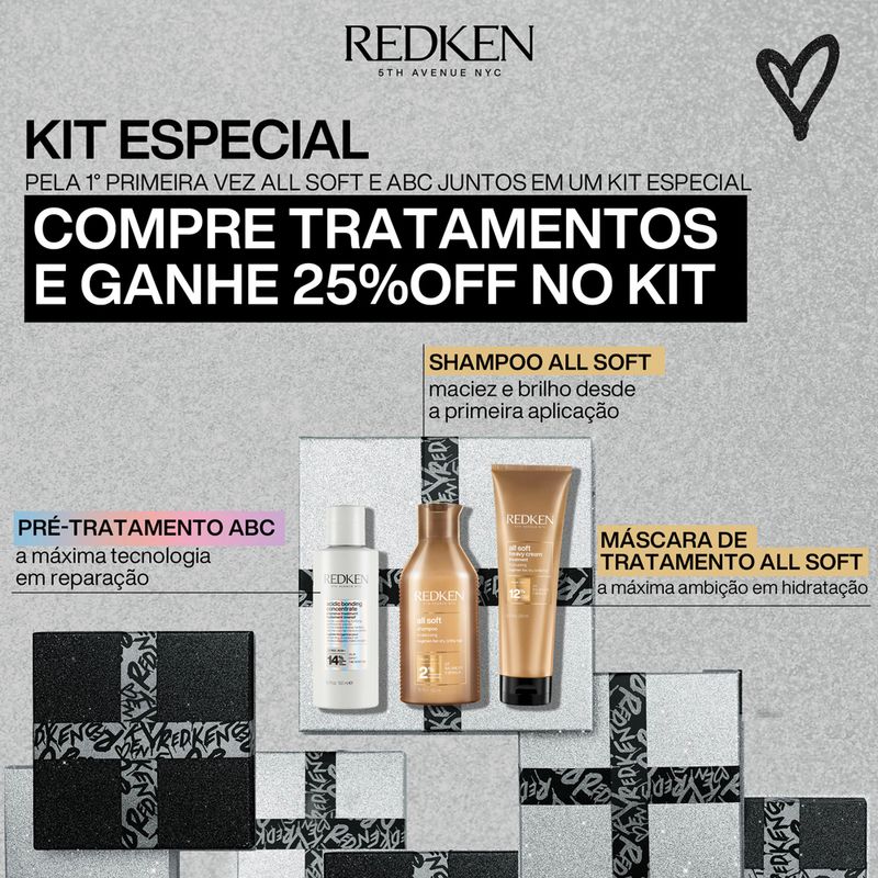 Kit-Redken-All-Soft---Shampoo-300ml---Mascara-250-ml---Pre-Shampoo-Abc-150-ml