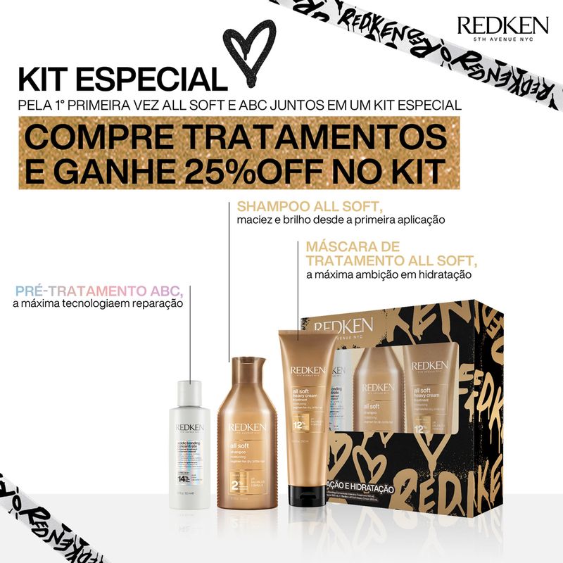 Kit-Redken-All-Soft---Shampoo-300ml---Mascara-250-ml---Pre-Shampoo-Abc-150-ml