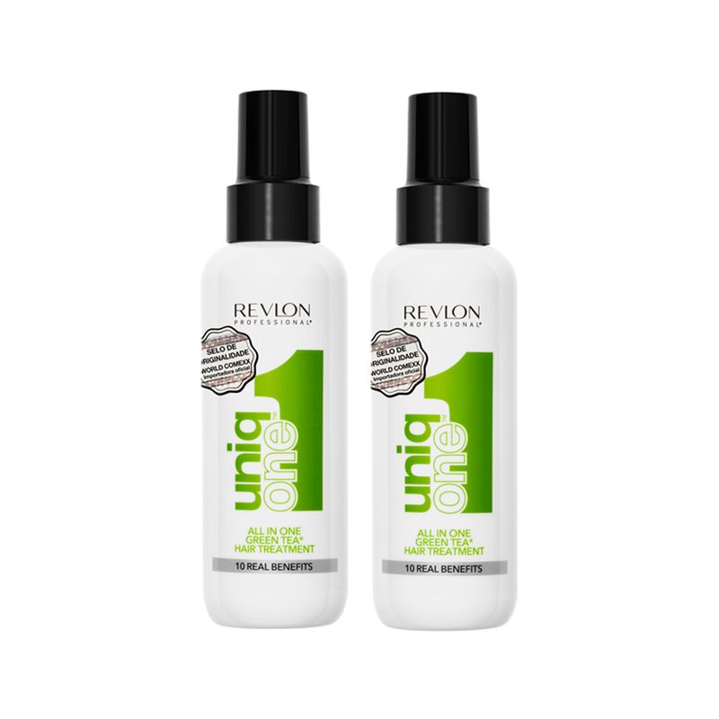 Kit-Revlon-Professional-Uniq-One-Green-Tea-Hair-Tratament---Leave-in-150-ml---2-Unidades