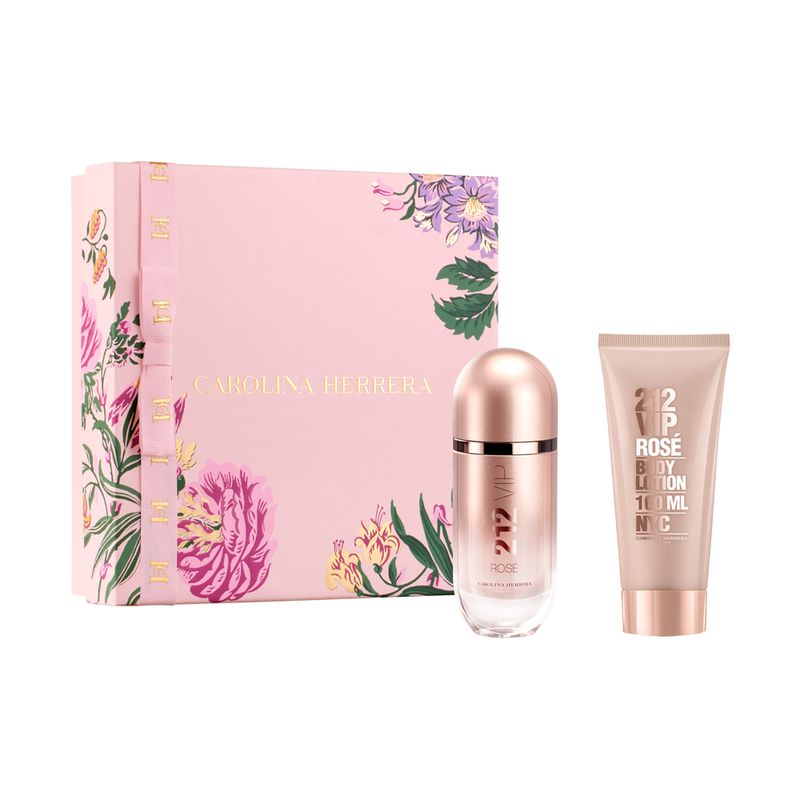 Kit-Perfume-Carolina-Herrera-212-Vip-Rose-Feminino-Eau-de-Parfum-80-ml---Locao-Corporal-100-ml