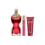 Kit-Perfume-Jean-Paul-Gaultier-La-Belle-Feminino-Eau-de-Parfum-100-ml---Locao-Corporal-75-ml---Miniatura-10-ml