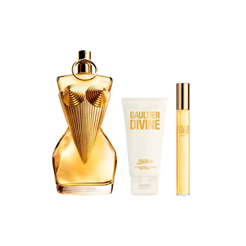 Kit-Perfume-Jean-Paul-Gaultier-Divine-Feminino-Eau-de-Parfum-100-ml---Locao-Corporal-75-ml---Miniatura-10-ml