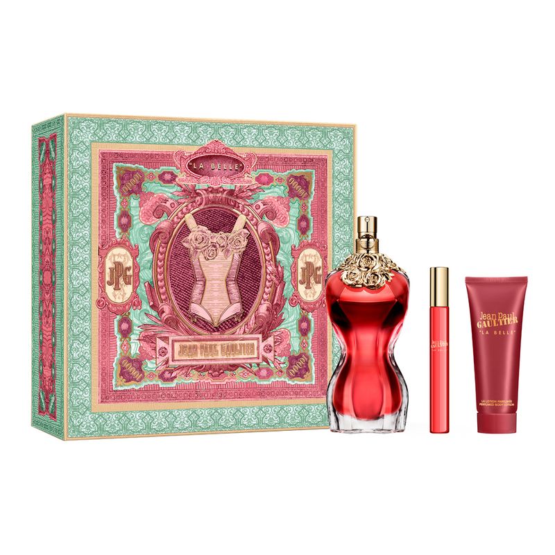 Kit-Perfume-Jean-Paul-Gaultier-La-Belle-Feminino-Eau-de-Parfum-100-ml---Locao-Corporal-75-ml---Miniatura-10-ml