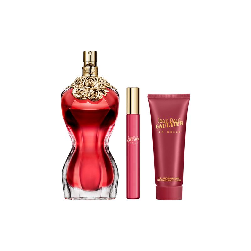Kit-Perfume-Jean-Paul-Gaultier-La-Belle-Feminino-Eau-de-Parfum-100-ml---Locao-Corporal-75-ml---Miniatura-10-ml
