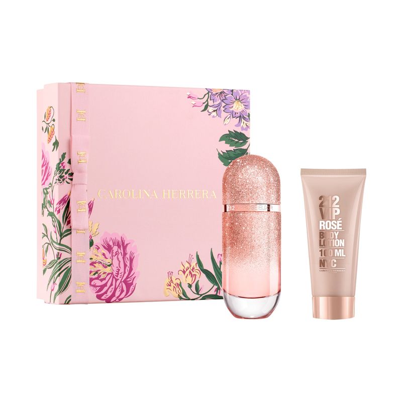 Kit-Perfume-Carolina-Herrera-212-Vip-Rose-Elixir-Feminino-Eau-de-Parfum-80-ml---Locao-Corporal-100-ml