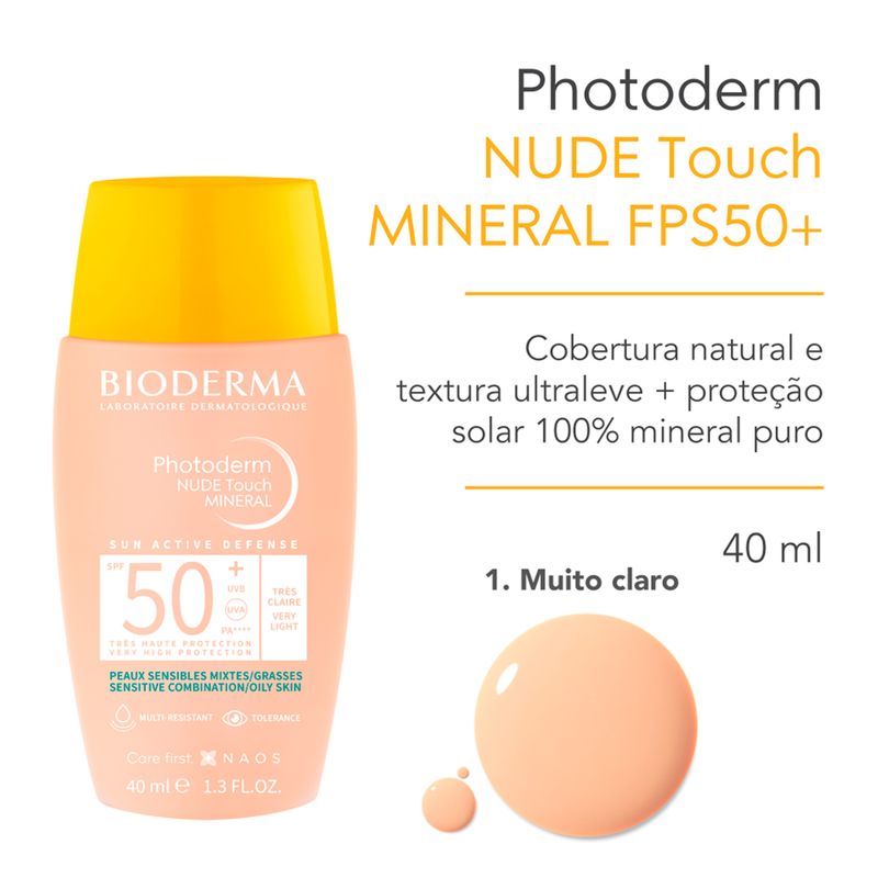 Protetor-Solar-Facial-Matte-FPS-50--Bioderma-Photoderm-Nude-Touch-Muito-Claro-40-ml