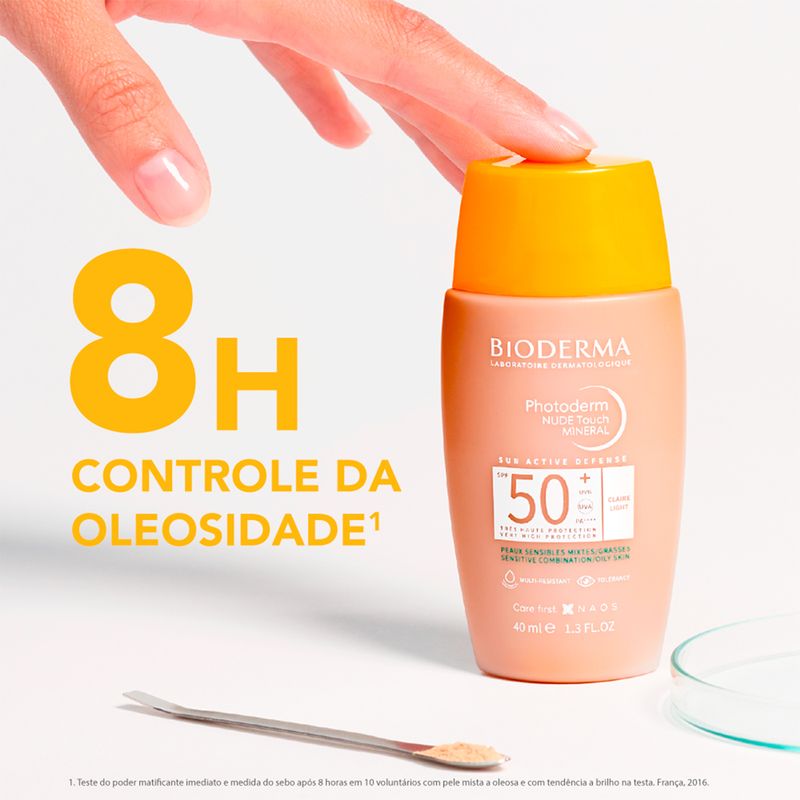Protetor-Solar-Facial-Matte-FPS-50--Bioderma-Photoderm-Nude-Touch-Claro-40-ml