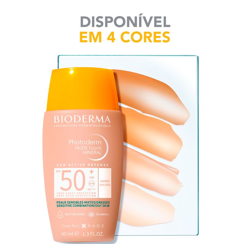 Protetor-Solar-Facial-Matte-FPS-50--Bioderma-Photoderm-Nude-Touch-Dourado-40-ml