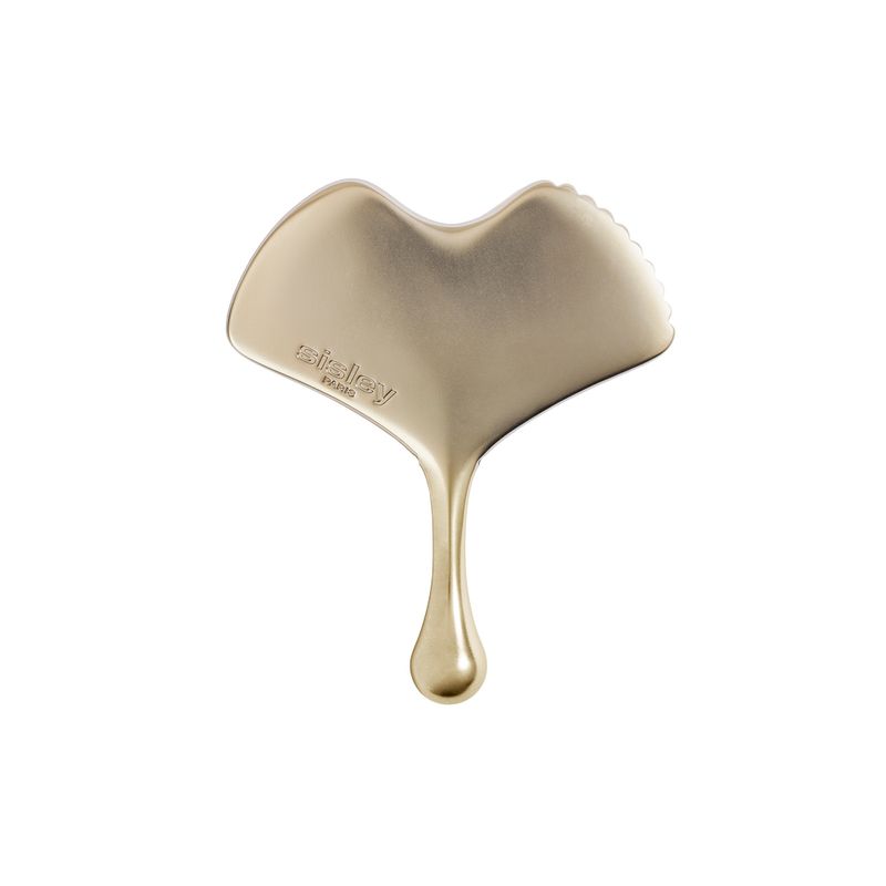Massageador-Facial-Sisley-Ginkgo-Gua-Sha-Dourado