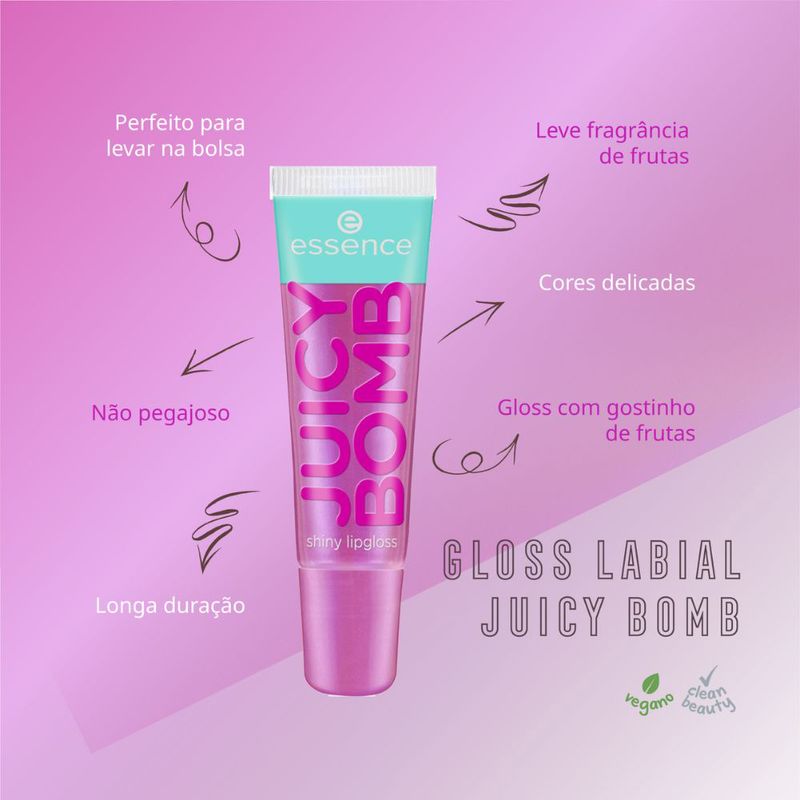 Gloss-Labial-Liquido-Cintilante-Essence-Juicy-Bomb-105-Bouncy-Bubblegum-10-ml
