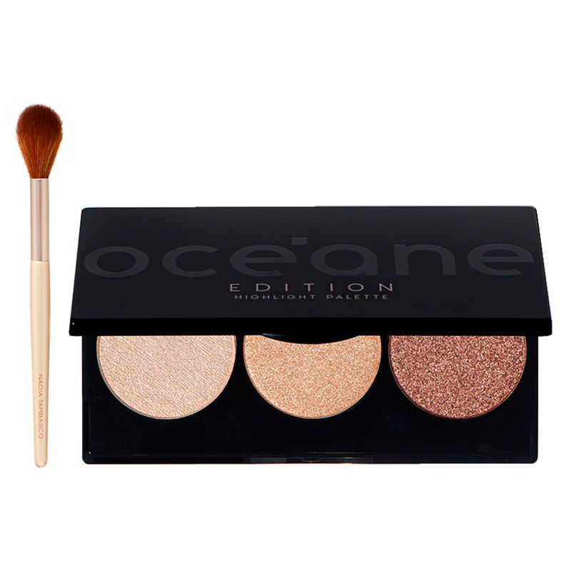 Kit-Oceane-Facial-Iluminador---Paleta-Highlight-3-Cores-72g---Pincel-Iluminador