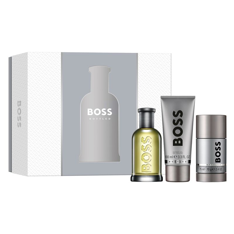 Kit-Hugo-Boss-Bottled-Edt-Perfume-Masculino-100ml---Desodorante-75ml---Gel-de-Banho-75ml