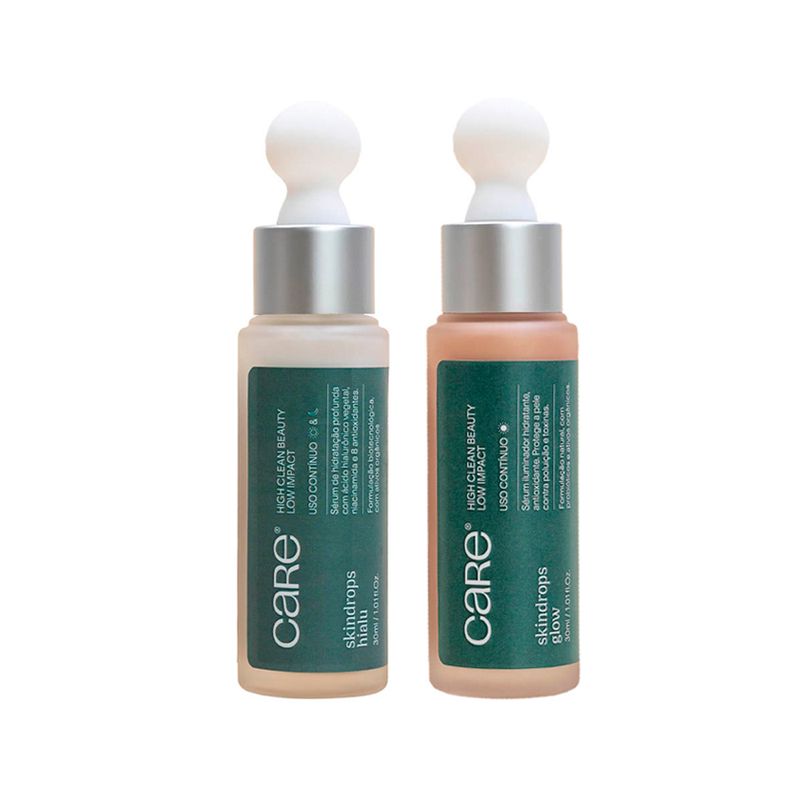 Kit-Facial-Care-Natural-Beauty-Skindrops-–-Serum-de-Hidratacao-Profunda-30ml---Serum-Hidratante-e-Iluminador-Glow-30-Ml