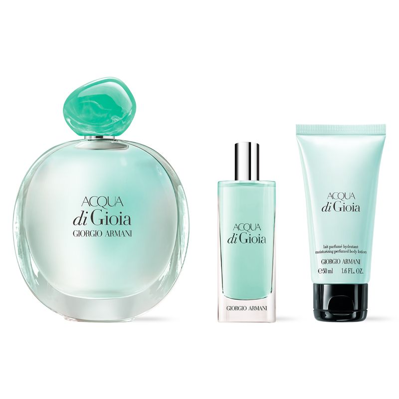 Kit-Perfume-Giorgio-Armani-Acqua-Di-Gioia-Eau-de-Parfum-Feminino-100ml---Miniatura-15ml--Locao-50ml