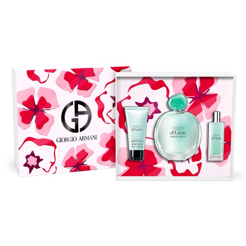 Kit-Perfume-Giorgio-Armani-Acqua-Di-Gioia-Eau-de-Parfum-Feminino-100ml---Miniatura-15ml--Locao-50ml