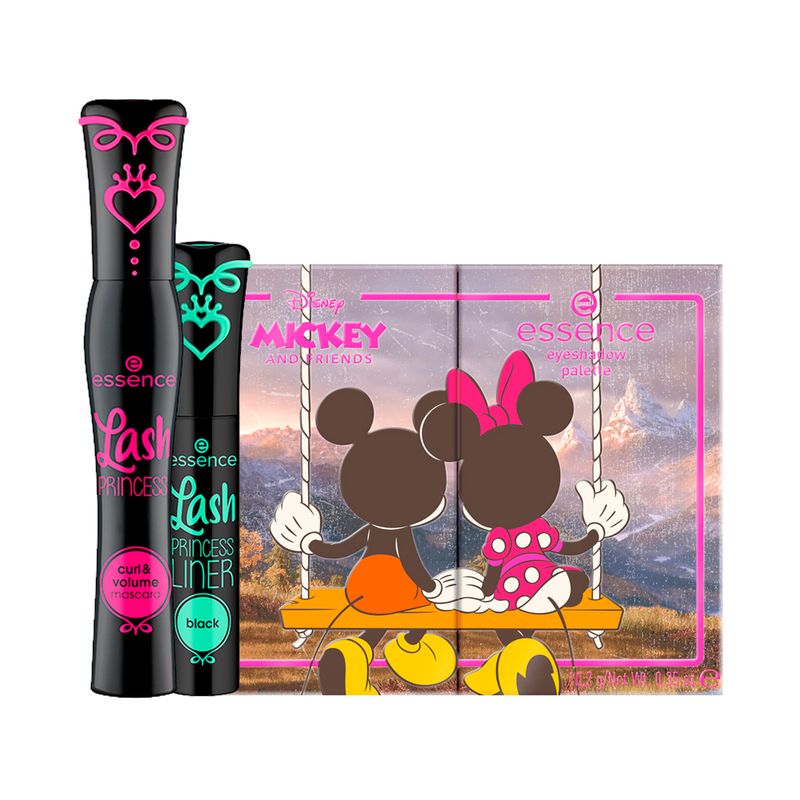 Kit-Essence---Mascara-para-Cilios-Curvado-12-ml---Paleta-de-Sombra-em-Po-102-g---Delineador-Liquido-Matte-3-ml