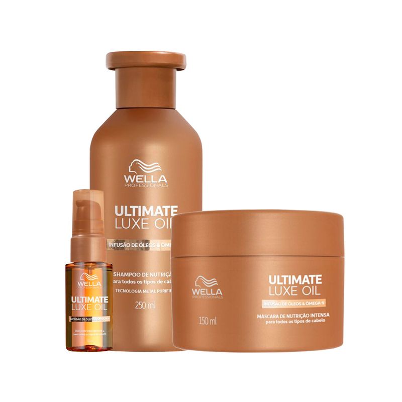 Kit-Wella-Professionals-Ultimate-Luxe-Oil-–-Shampoo-250ml---Mascara-de-Nutricao-150-ml---Oleo-Capilar-30ml