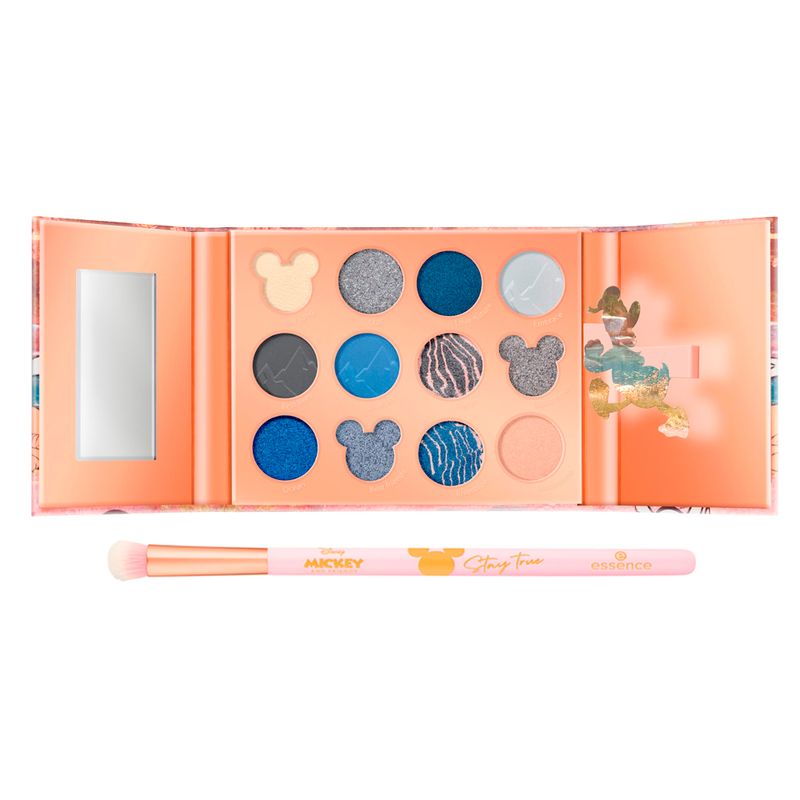 Kit-Essence-Back-To-The-Roots-Mickey---Paleta-De-Sombra-Em-Po-Dreams-Are-Forever-102g---Pincel-Para-Sombra-Rosa