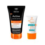 Kit-Facial-Darrow-Actine-Para-Peles-Oleosas-E-Acneicas---Gel-De-Limpeza-Esfoliante-Carvao-Detox-100-g---Gel-Hidratante-Facial-Aquaforce-40-g