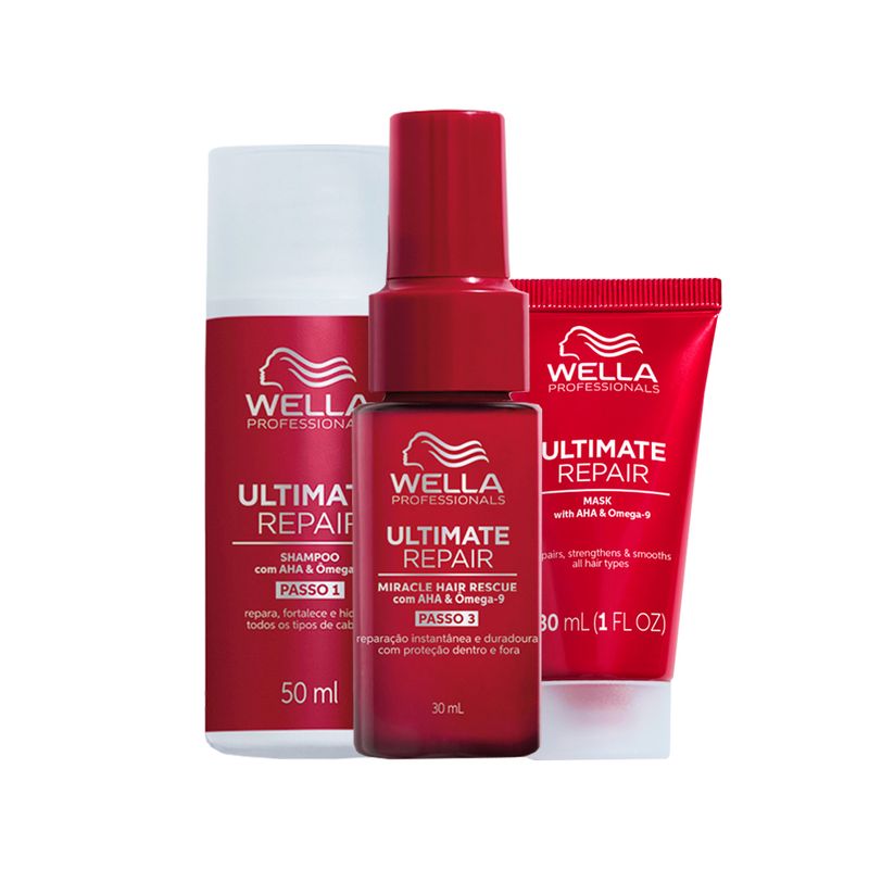 Kit-Wella-Professionals-Ultimate-Repair---Shampoo-50ml---Mascara-30ml---Leave-In-30ml