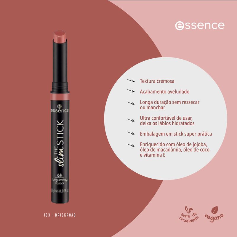 Batom-Cremoso-Aveludado-Essence-The-Slim-Stick-103-Brickroad-17g