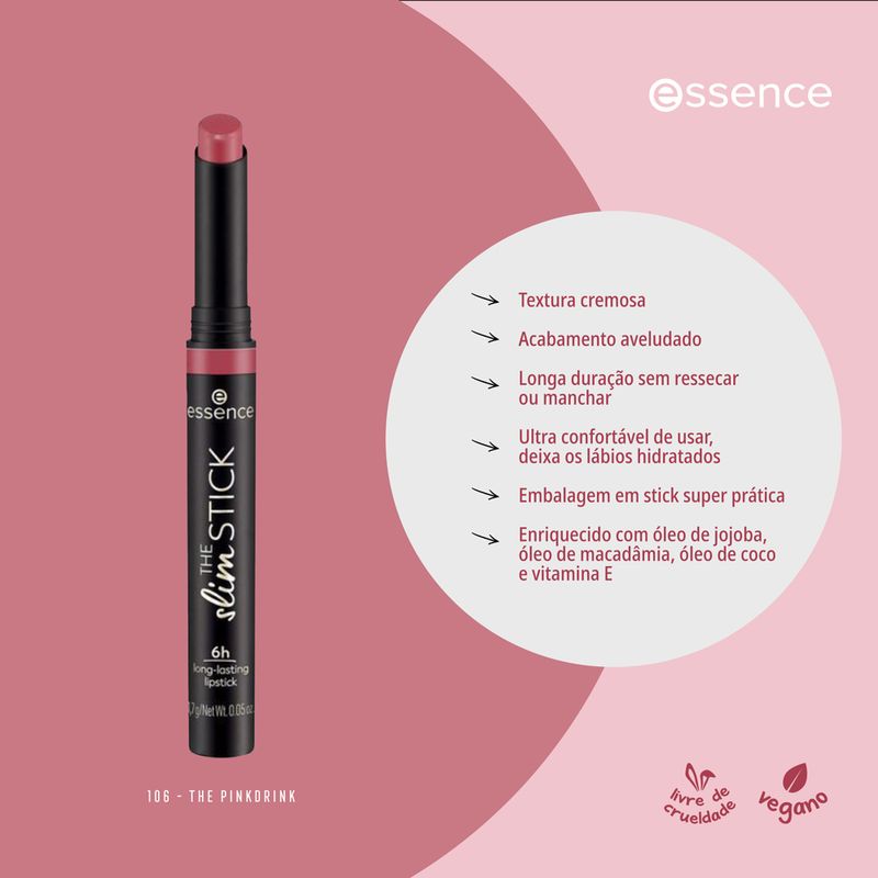 Batom-Cremoso-Aveludado-Essence-The-Slim-Stick-106-The-Pinkdrink-17g