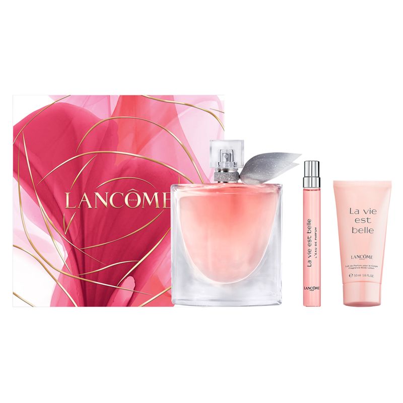 Kit-Lancome-La-Vi-Est-Belle-Edp-Perfume-Feminino-100ml---Miniatura-10ml---Locao-50ml