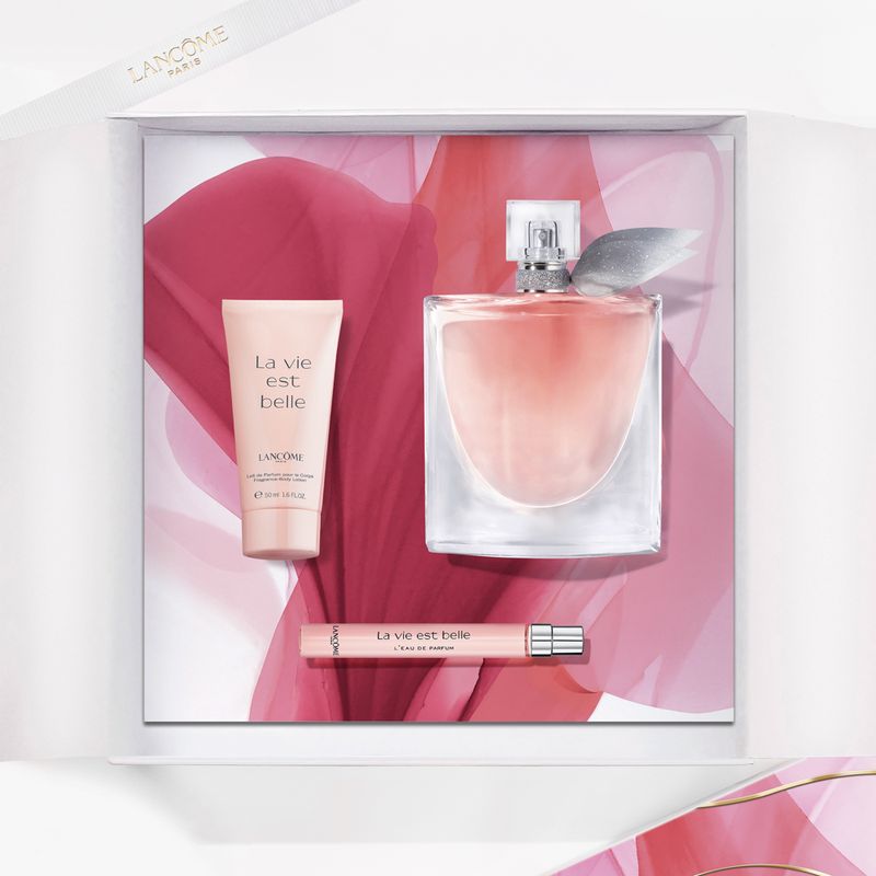 Kit-Lancome-La-Vi-Est-Belle-Edp-Perfume-Feminino-100ml---Miniatura-10ml---Locao-50ml