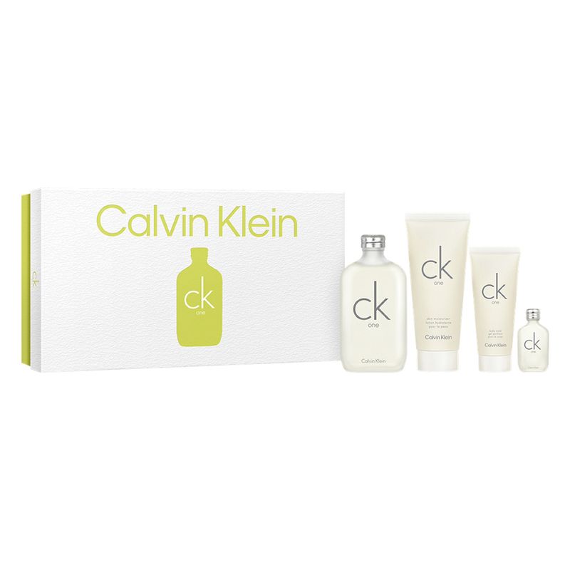 Kit-Perfume-Calvin-Klein-Ck-One-Eau-de-Toilette-Feminino-200ml---Gel-De-Banho-100ml---Locao-Corporal-100ml---Miniatura-15ml-.-