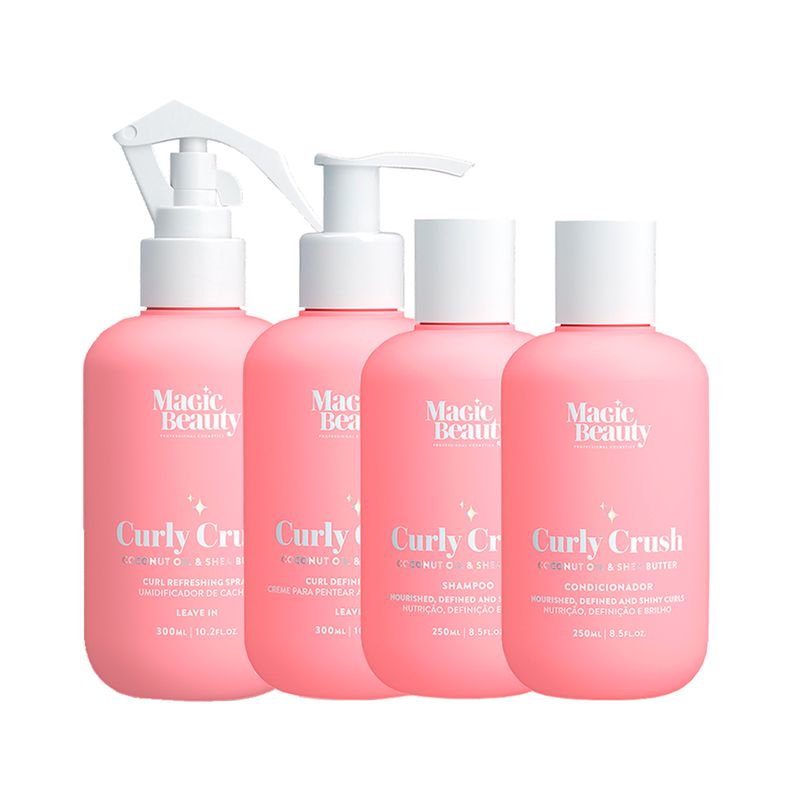 Kit-Magic-Beauty-Curly-Crush---Shampoo-250ml---Condicionador-250-Ml---Creme-Para-Pentear-e-Ativador-300ml---Gelatina-Modeladora-Magic-Jelly-500g---U