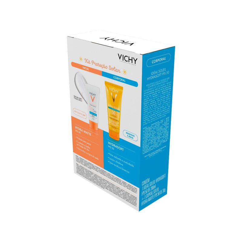 Kit-Vichy-Protetor-Solar-Corporal-Hydrasoft-Fps50-200-ml---Protetor-Solar-Facial-Hydramatte-Sem-Cor-Fps50-