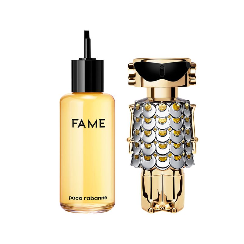 Kit-Perfume-Paco-Rabanne-Fame-Feminino-Eau-de-Parfum-200-ml-Refil---Perfume-80-ml-Recarregavel