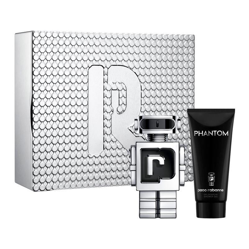 Kit-Perfume-Paco-Rabanne-Phantom-Masculino-Eau-de-Toilette-100-ml-Refil---Gel-de-Banho-100-ml---Perfume-200-ml-Refil