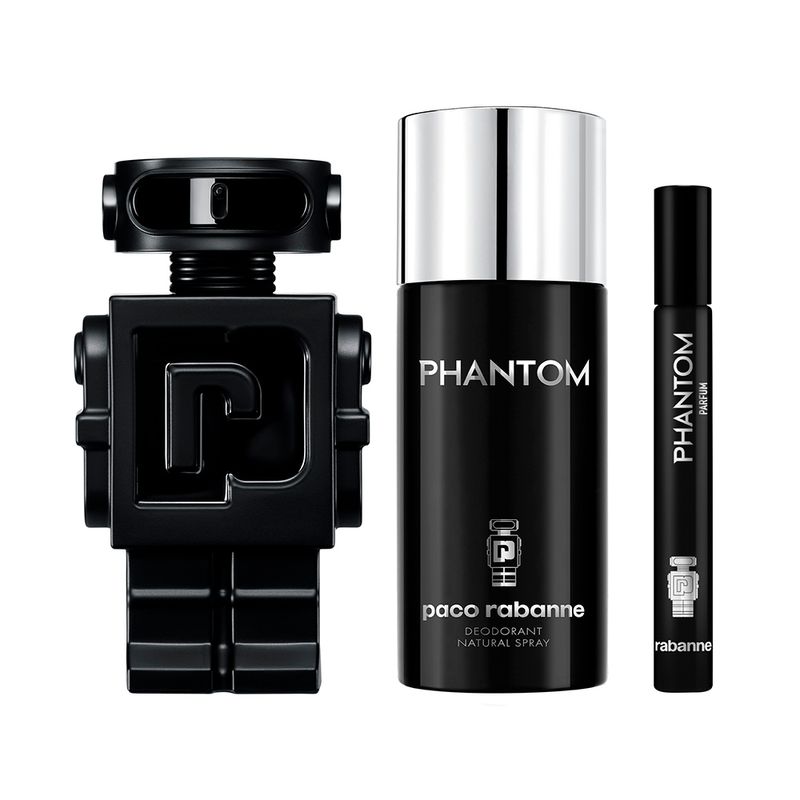 Kit-Perfume-Rabanne-Phantom-Parfum-Masculino-100-ml---Desodorante-150-ml---Miniatura-10-ml