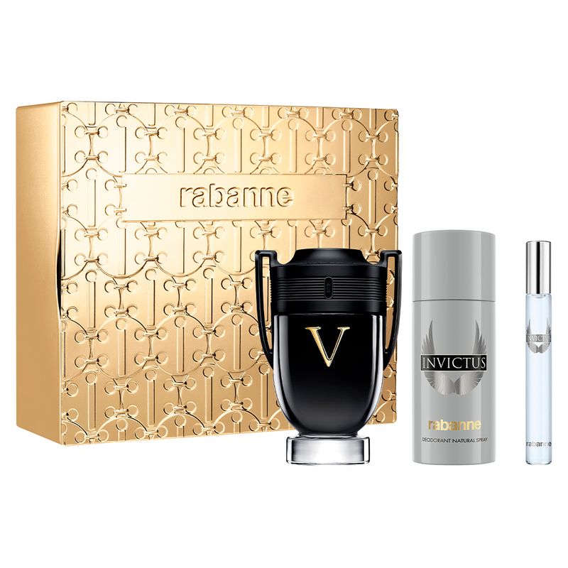 Kit-Perfume-Rabanne-Invictus-Victory-Eau-de-Parfum-Extreme-Masculino-100-ml---Desodorante-150-ml---Miniatura-10-ml