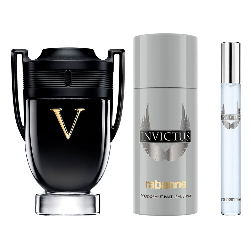 Kit-Perfume-Rabanne-Invictus-Victory-Eau-de-Parfum-Extreme-Masculino-100-ml---Desodorante-150-ml---Miniatura-10-ml